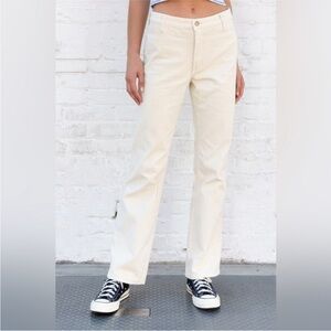 Brandy Melville Cream corduroy Straight-Leg Pants